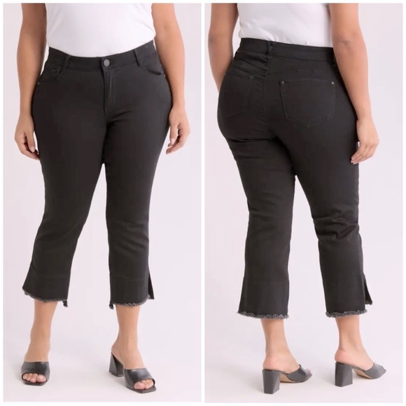 New Democracy Fray Step Hem Kick Flare Jeans Faded Black Wash Ab Plus Size 20W - Picture 1 of 12